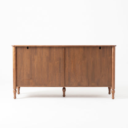 59' Rustic Sideboard Buffet Cabinet Credenza with 4 Doors & 2 Shelves,Farmhouse Wood Accent Storage Cabinets Console Table with  & Solid Wood Legs, Brown