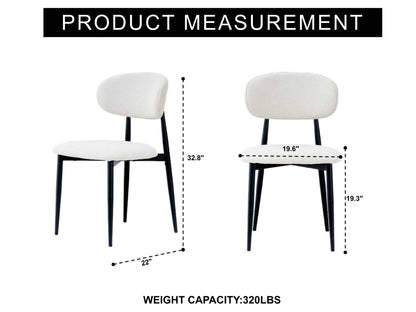 Fabric Dining Chairs, Upholstered Side Chairs with Black Metal Legs, 32.8' H x 19.6' W x 22' D, 19.3' Seat-High, Modern Kitchen Chairs for Dining Room, Living Room-Seat of 2,Black Frame and Beige Seat