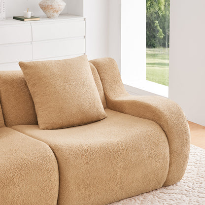Soft Teddy Fabric Boneless Sofa, No Assembly Required Streamlined Design