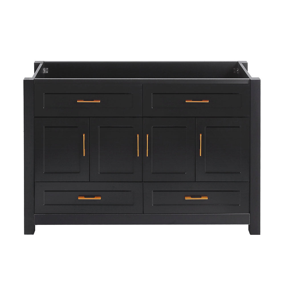 48" Black Bathroom Vanity.Abundant Storage Cabinet -4 Soft close doors and 4 drawers (excluding the ceramic basin)