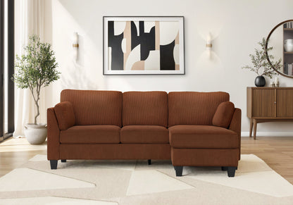 Sofa Lounger, Chaise Lounge, Upholstered, Rust Fabric, Modern, Contemporary