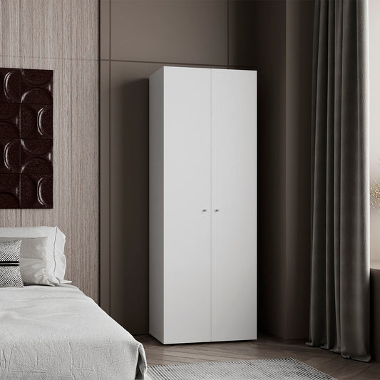 Home 2 Door Closet System, Four Fixed Shelves, Compact Wardrobe for Bedroom Organization, Laundry Room Organization