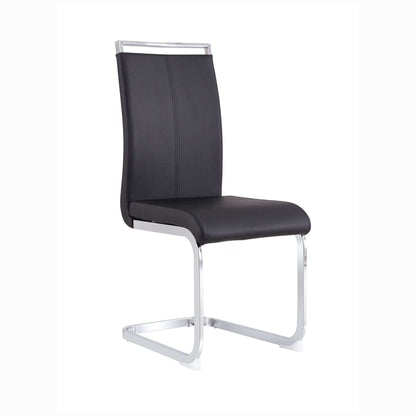 Modern Dining Chairs,PU Faux Leather High Back Upholstered Side Chair with C-shaped Tube Chrome Metal Legs for Dining Room Kitchen Vanity Patio Club Guest Office Chair (Set of 4)(Black+PU Leather)1162