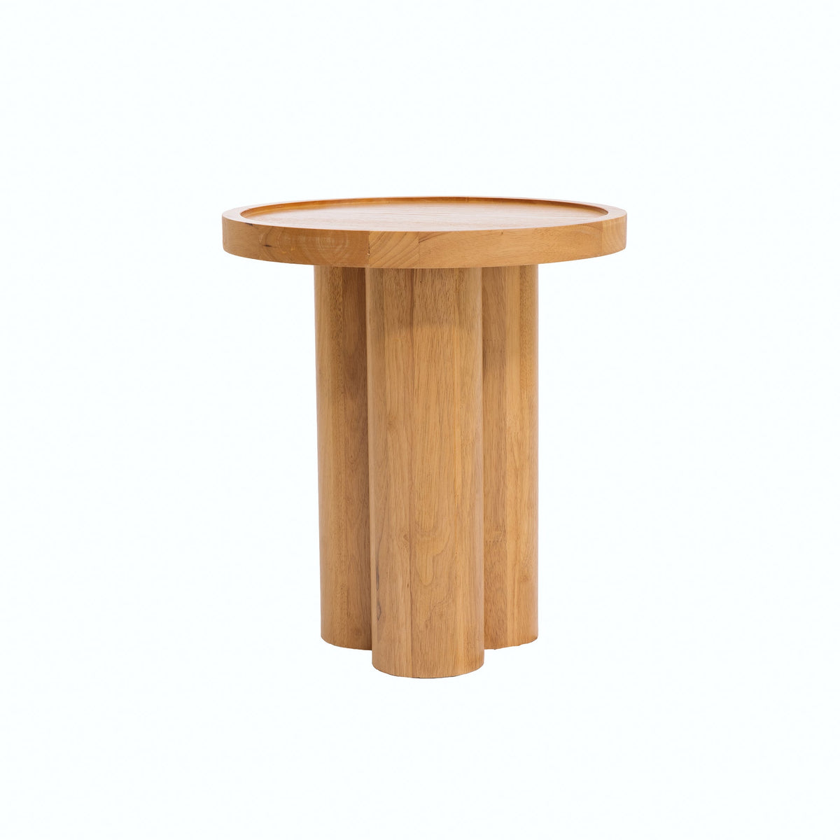 Round Solid Wood End Table,Natural