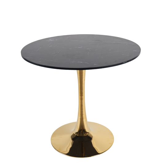 31.5"Black marble COLOR TOP Golden color leg Tulip Table Mid-century Dining Table for 2-4 people With Round Mdf Table Top, Pedestal Dining Table, End Table Leisure Coffee Table