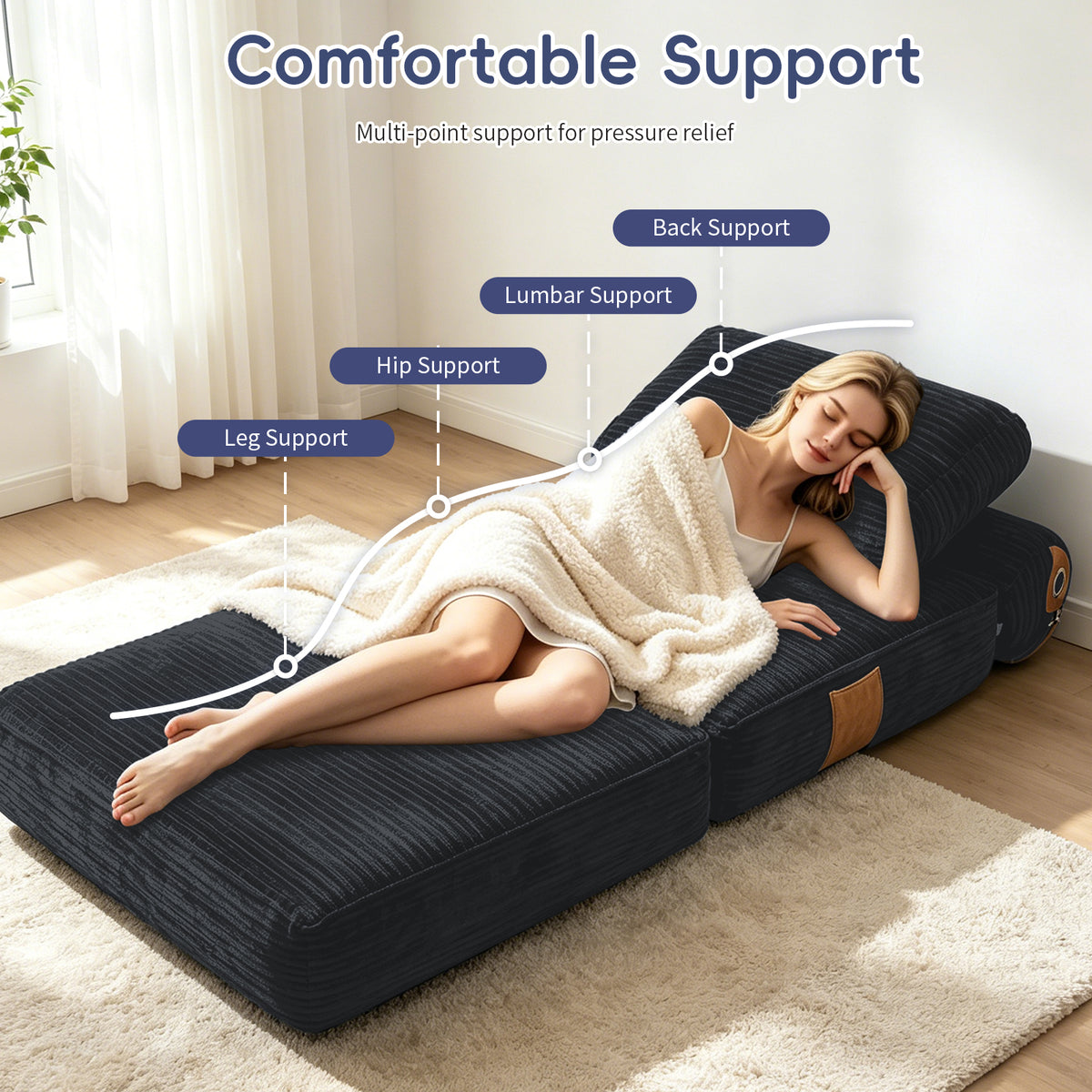 Lazy Sofa Bean Bag Chair,Folding Sofa Bed,Comfy Portable Convertible Fold Out Lounge Chairs for Living Room Bedroom.