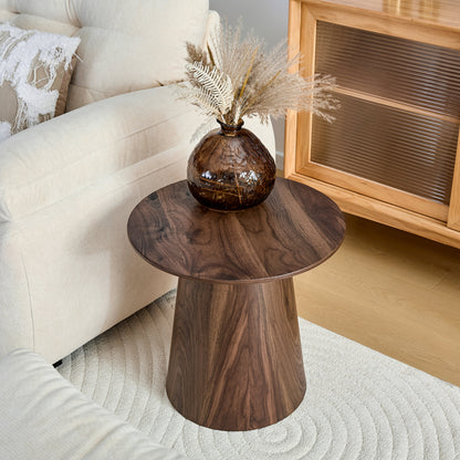 Walnut wood grain medium density fiberboard circular coffee table - diameter 19.6 inches, height 18.8 inches walnut wood grain veneer, flexible adaptation to circular tabletop.W2920P404128