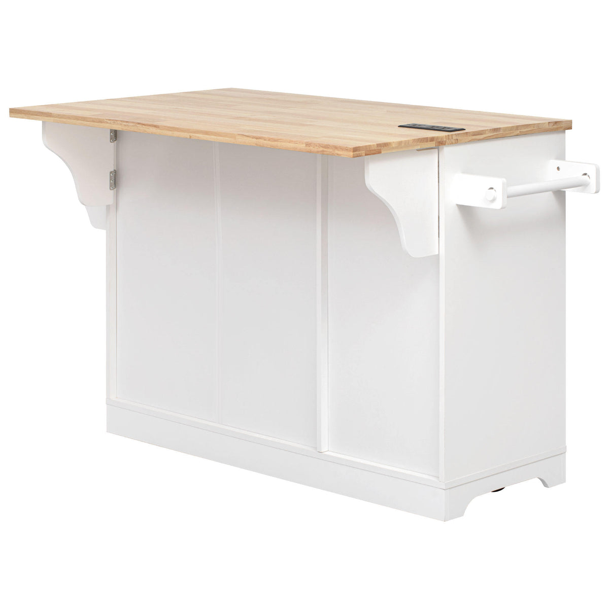 K&K 59.3" Kitchen Island with Storage 2 Pull Out Cabinet Organizers & Rubber Wood Drop Leaf, Rolling Kitchen Island with Trash Can Storage