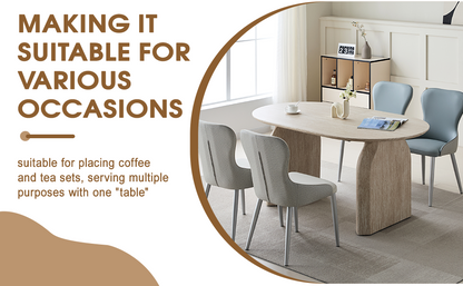 Wood Extendable Dining Table, Modern Oval Kitchen Table with Stylish Dual - Pillar Design, Perfect for Home Dining & Gathering, Multi-functional and Space-saving, Living Room and Dining Room.