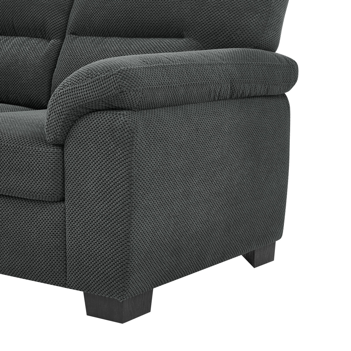 3-Seater Sofa, Dark Gray Upholstered Couch, Modern Living Room Furniture, Textured Fabric Sofa, Minimalist Settee, Comfortable Armchair, Sturdy Frame Sofa