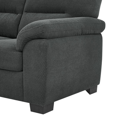 3-Seater Sofa, Dark Gray Upholstered Couch, Modern Living Room Furniture, Textured Fabric Sofa, Minimalist Settee, Comfortable Armchair, Sturdy Frame Sofa