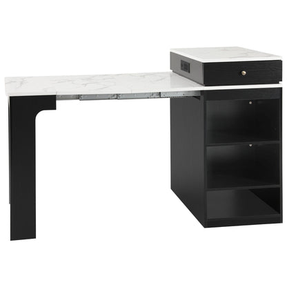 K&K 59.5" Kitchen Island with Extendable Dining Table, Kitchen Storage Table with Double-sided Storage, Kitchen Island with 2 Drawers