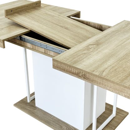 Rectangle extendable dining table for 6-10 people aged effect wood 160-200 cm