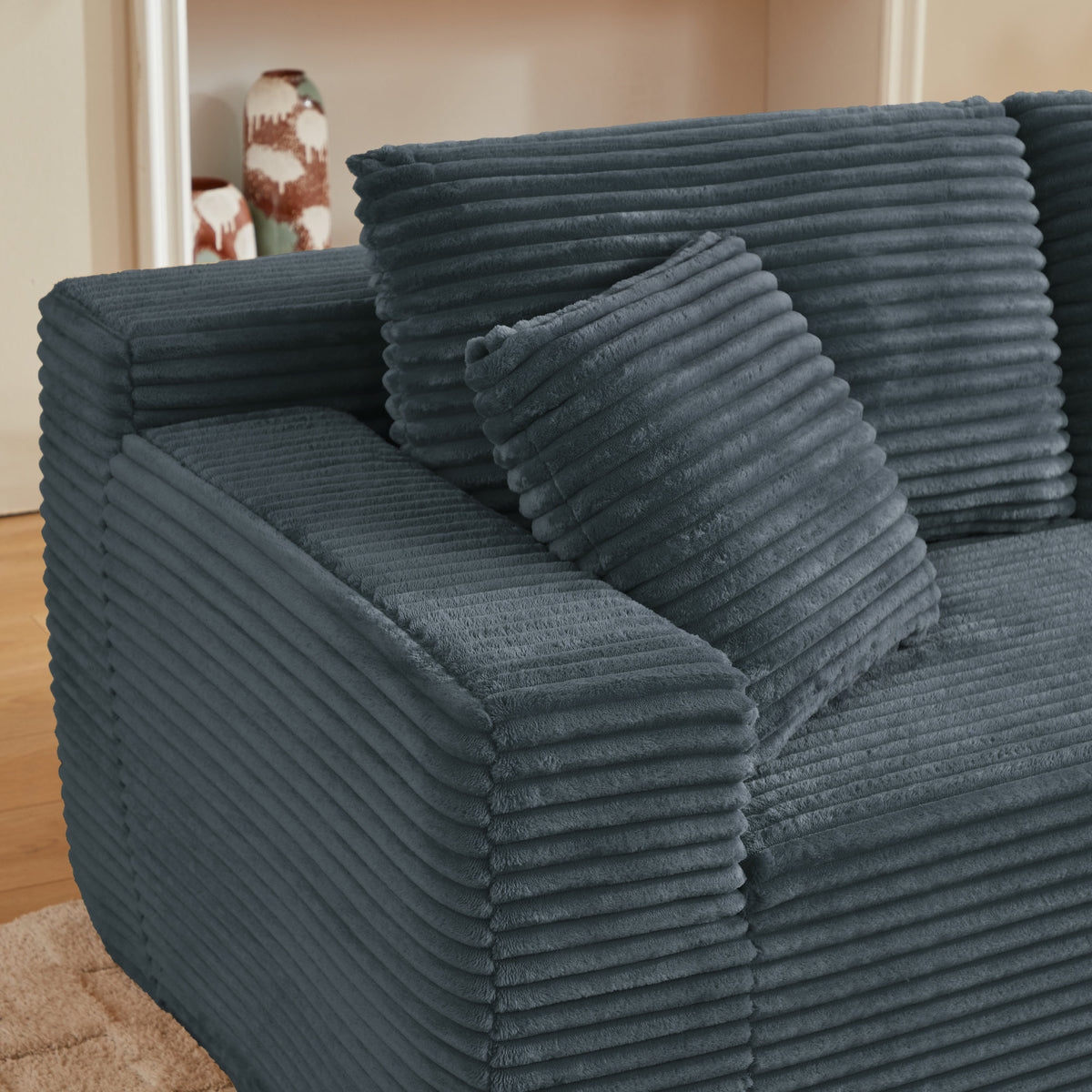 L-Shaped Cloud Sectional Sofa with Deep Seat, No Assembly Required, Modular Couches Sleeper, Dark Grey – Model W2339S00119
