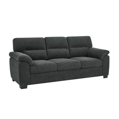 3-Seater Sofa, Dark Gray Upholstered Couch, Modern Living Room Furniture, Textured Fabric Sofa, Minimalist Settee, Comfortable Armchair, Sturdy Frame Sofa