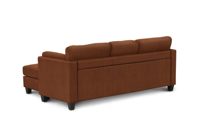 Sofa Lounger, Chaise Lounge, Upholstered, Rust Fabric, Modern, Contemporary