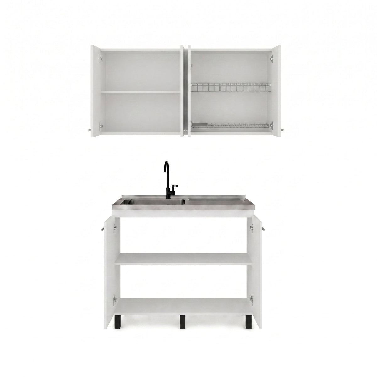 White 2-Piece Kitchen Sink Cabinet Set