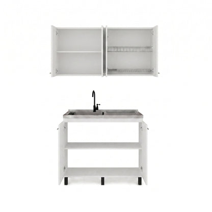 White 2-Piece Kitchen Sink Cabinet Set