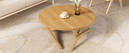 Round 2-in-1 Transformer Coffee Table with Adjustable Height, 16.5" for Coffee Table, 29.5" for Cocktail Table, Solid Wood, 34.5"