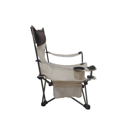 Outdoor Camping Chairs Folding/Portable/Adjustable reclining chair(Three-level adjustment), Side Pockets & Cup Holder,Carry Bag,Beige