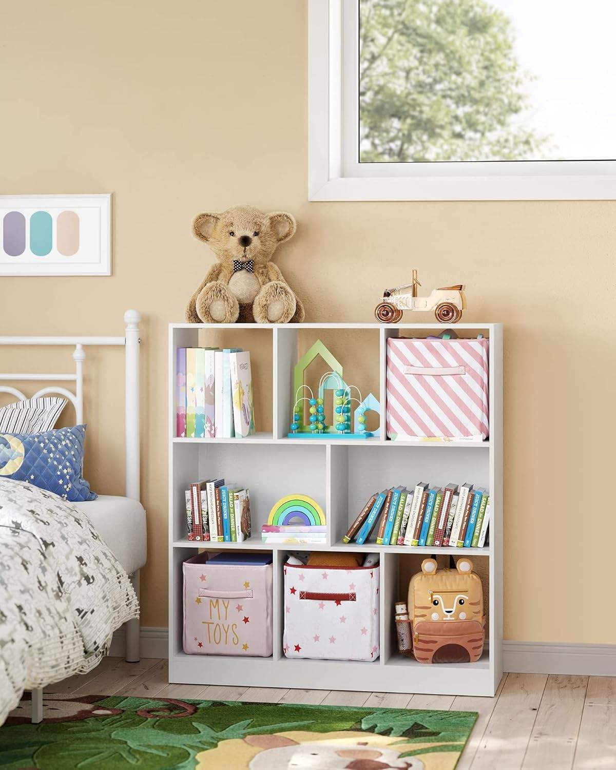 Eight layer simple household white bookshelf