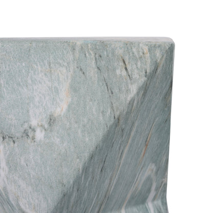 18.5"H Modern Geometric MGO Side Table, Hourglass Accent Table with Faux Marble Finish - Weather Resistant End Table for Indoor and Outdoor Use, Living Room, Bedroom & Patio, Green Marble