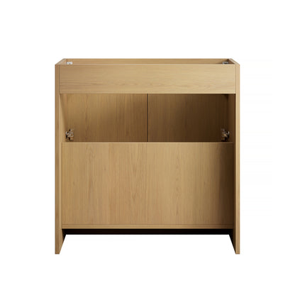 FINO 30" Bathroom Vanity&Sink,Freestanding Cabinet,Cream Gold Vein Sintered Stone Top&Ceramic Basin with 3 Pre-drilled Faucet Holes, Disassembled, Faucet & Drain Excluded, Corolla Oak Woodgrain Color