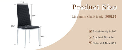Modern Style Dining Chairs Set of 6 in Black, Essential for Minimalist Homes.Meeting Family Dining Needs, PU Material Seat