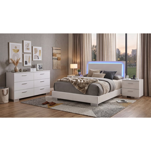 Zephyr White High Gloss Queen 4-Piece Bedroom Set