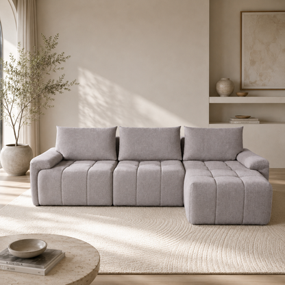 Dorcas Gray Linen Compressed Sectional Sofa