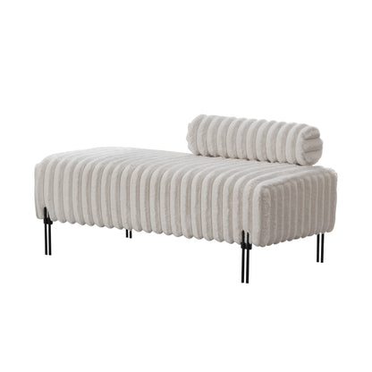 Elegant Upholstered Mini Loveseat with Adjustable Backrest, Beige Faux Fur, 49.6' Wide