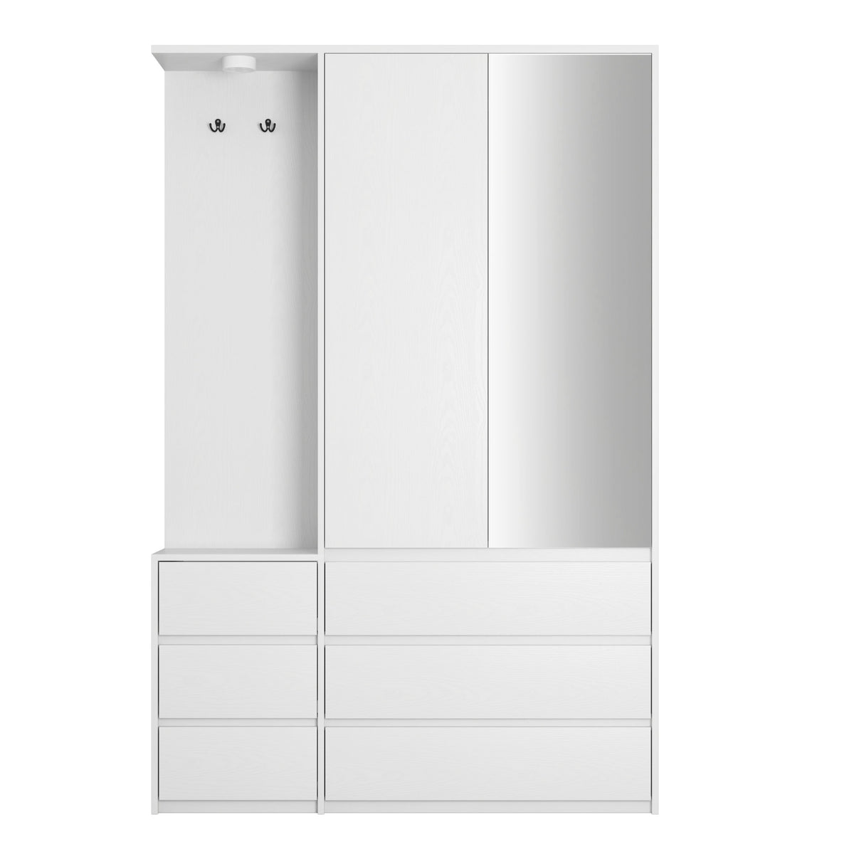 Wardrobe Closet 71.7" H, Bedroom Wooden Wardrobe with 2 Doors 6 Drawers – White