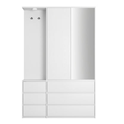 Wardrobe Closet 71.7" H, Bedroom Wooden Wardrobe with 2 Doors 6 Drawers – White