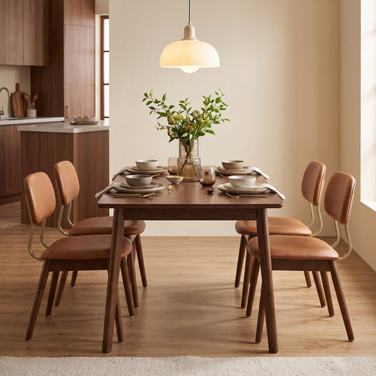 Wooden Dining Chairs Set of 2, Modern Vinyl Upholstered Dining Room Chair Kitchen Chairs, Farmhouse Dinner Chair for Kitchen Dining Room