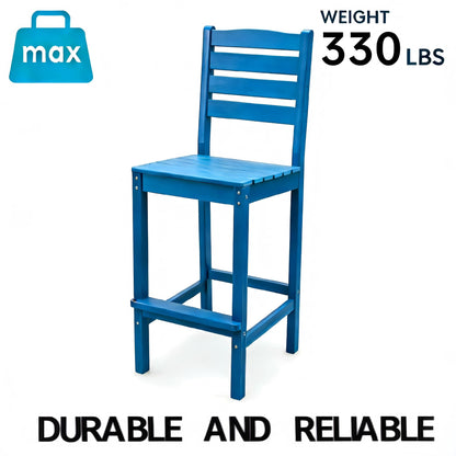 Outdoor Patio Bar Height Chair, All-Weather HDPE Tall Balcony Adirondack Stools for Bistro, Garden, Backyard, Deck
