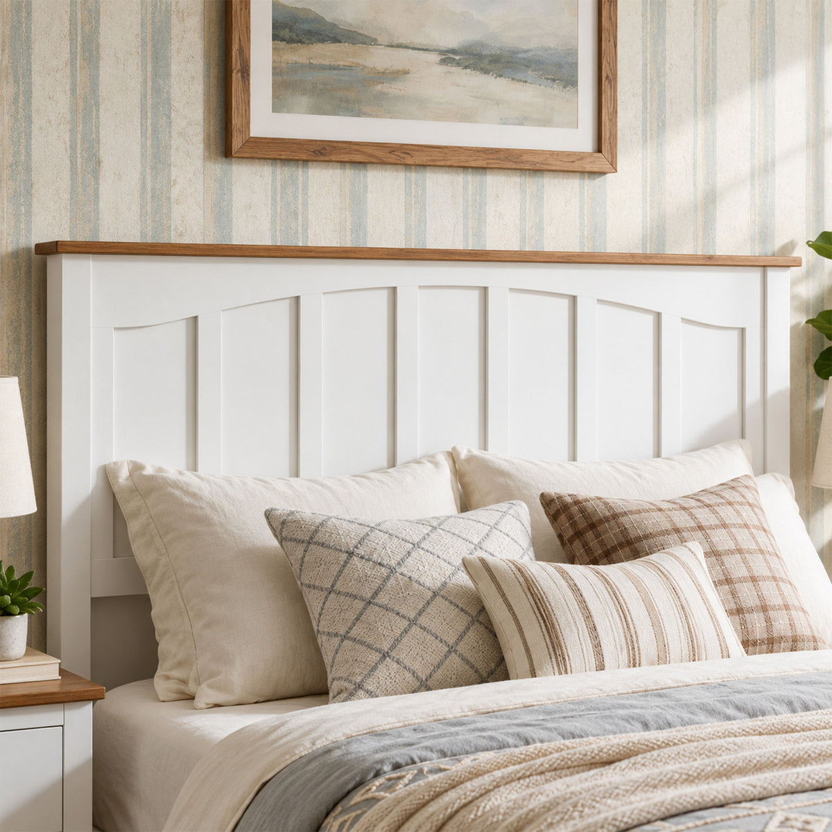 Queen Size Farmhouse Metal Bed Frame, Platform Bed , Mattress Foundation with Wood Support Slats, No Box Spring Needed, Noise Free.