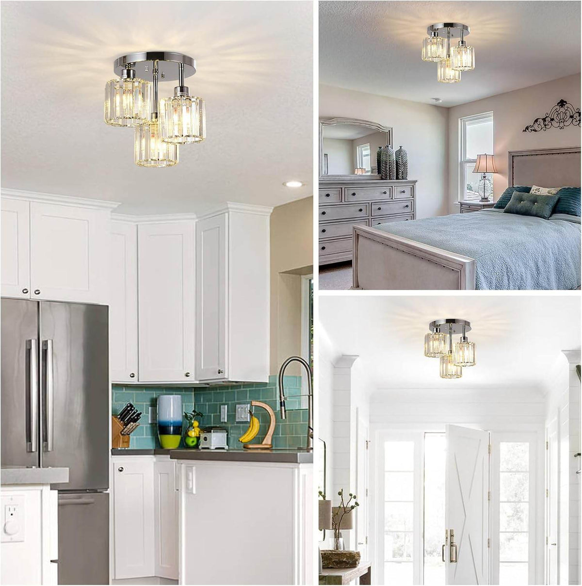 Semi Flush Mount Ceiling, 3-Light Kitchen Mount