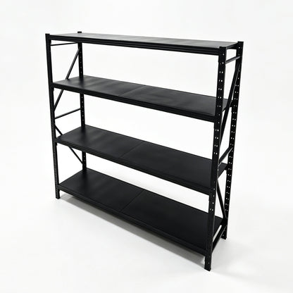4-Tier Heavy Duty Storage Shelves, 70.87"W x 23.62"D x 71.26"H Metal Shelving Unit, 6000 LBS Capacity Industrial Steel Utility Rack, Adjustable Garage Shelving for Basement, Warehouse - Black