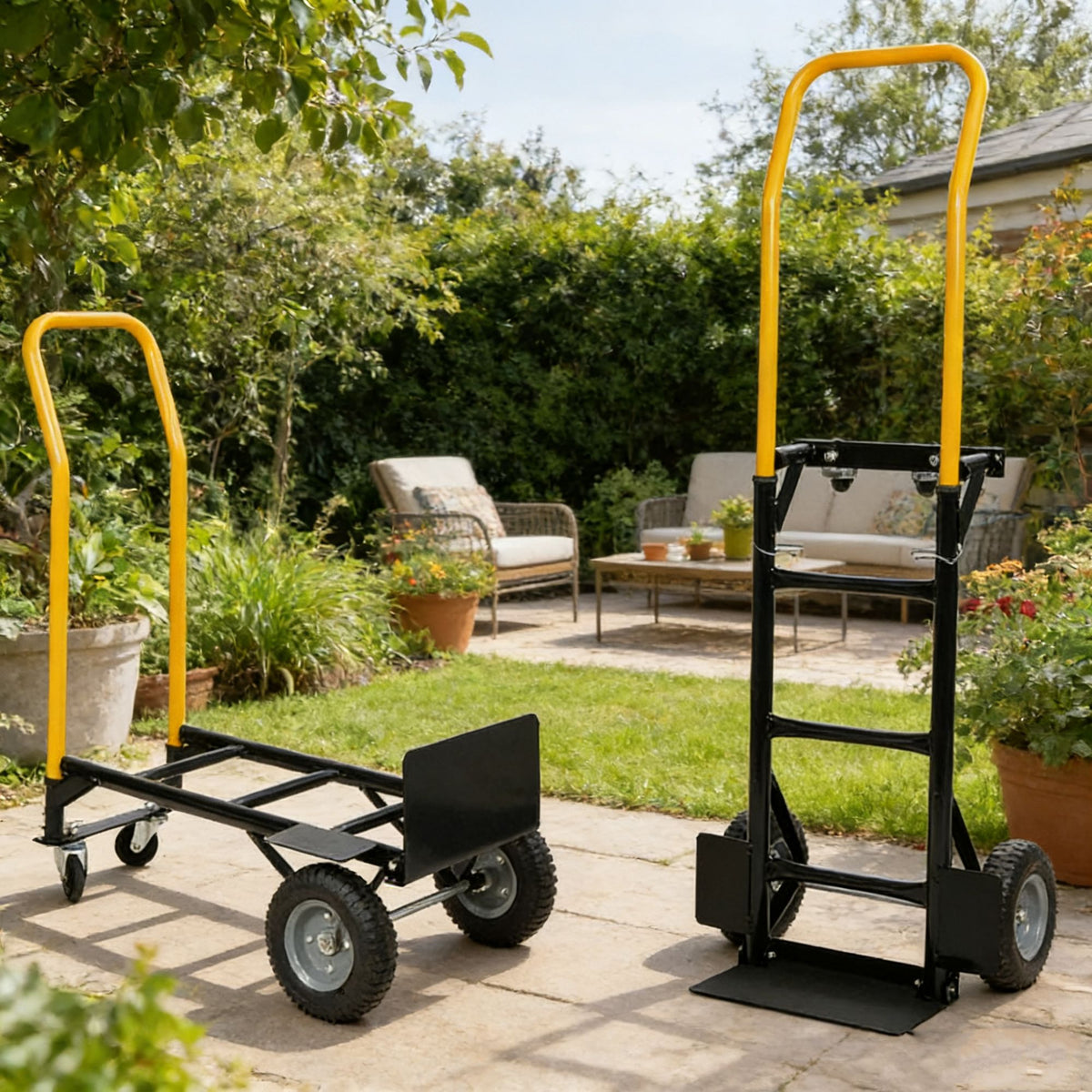 Hand Truck Dual Purpose 2 Wheel Dolly Cart and 4 Wheel Push Cart with Swivel Wheels 330 Lbs Capacity Heavy Duty Platform Cart for Moving/Warehouse/Garden/Grocery