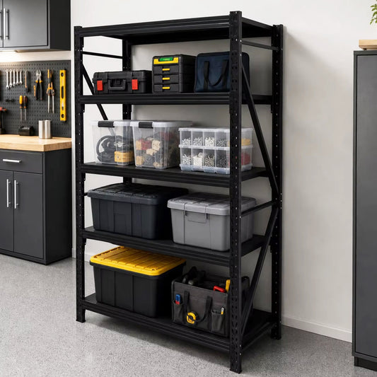 Metal Storage Shelving Unit, 4-Tier 4000 LBS Capacity Adjustable Garage Shelving Rack, 47.24" W x 19.69" D x 71.65" H, Steel Storage Shelf Organizer for Garage, Workshop, Basement, Pantry, Black
