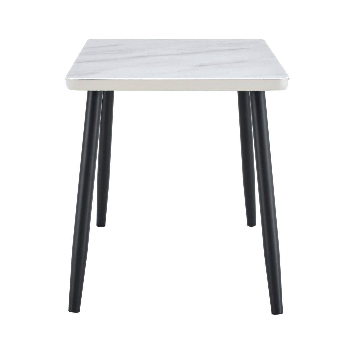 Modern minimalist rectangular dining table, suitable for 4-6 people. Tempered glass countertop+lower MDF board, imitation marble texture – Model W1151S04621