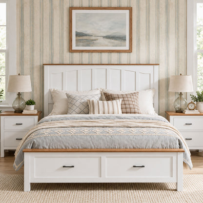 Queen Size Farmhouse Metal Bed Frame, Platform Bed , Mattress Foundation with Wood Support Slats, No Box Spring Needed, Noise Free.