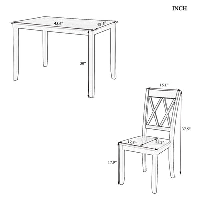 TOPMAX 5-Piece Dining Table Set Home Kitchen Table and Chairs Wood Dining Set, Espresso+White