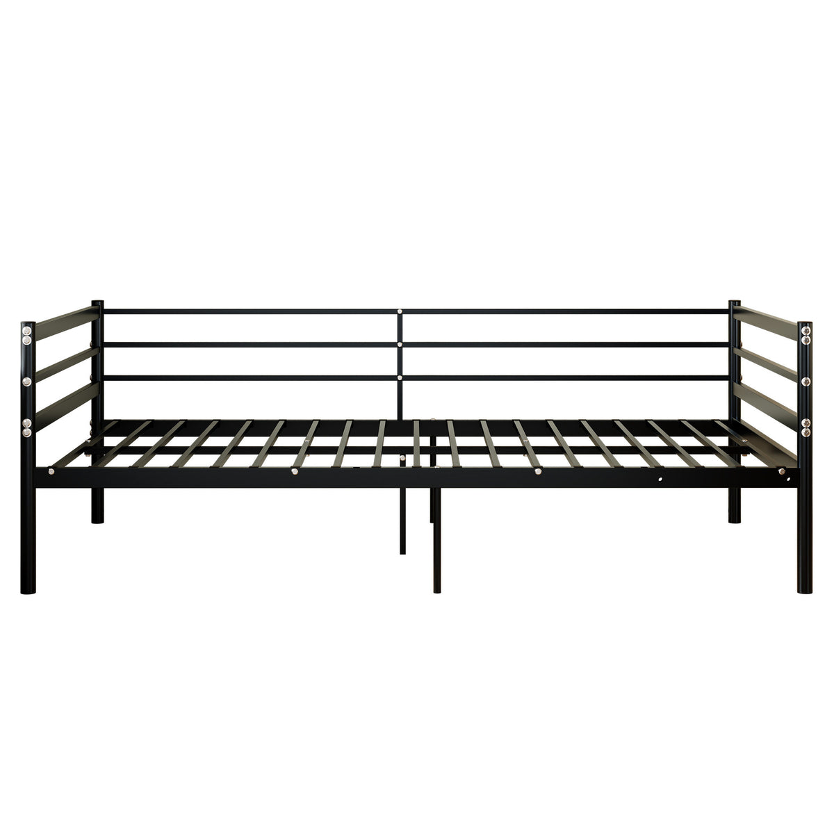 Twin Metal Bed Frame, Heavy-Duty Steel Platform Bed with 11.8-Inch Guardrails, 600 lb Capacity, 10.94-Inch Under-Bed Clearance, No Box Spring Needed, Black