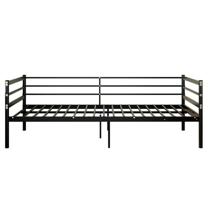 Twin Metal Bed Frame, Heavy-Duty Steel Platform Bed with 11.8-Inch Guardrails, 600 lb Capacity, 10.94-Inch Under-Bed Clearance, No Box Spring Needed, Black