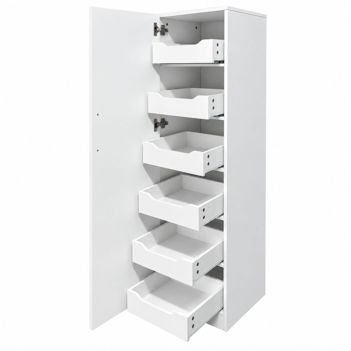 Tall Slim Pantry Storage Cabinet, Freestanding Single-Door Kitchen Cupboard with 6 Pull-Out Drawers, Narrow Food Storage Organizer for Kitchen, Dining Room