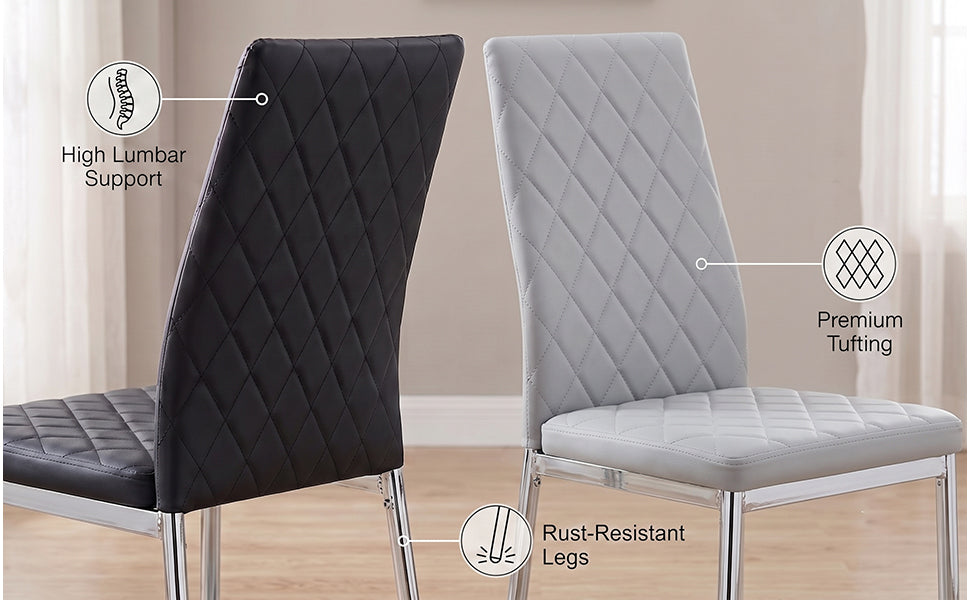 Modern Style Dining Chairs Set of 4 in Light Gray, Essential for Minimalist Homes.Meeting Family Dining Needs, PU Material Seat