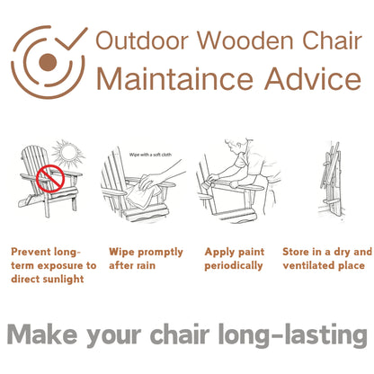 Oversize Wooden Outdoor Folding Adirondack Chair with Pre-Assembled BackRest & SeatBoard, Wood Patio Chair for Garden Backyard Porch Pool Deck Firepit