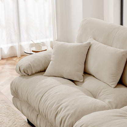 Cloud Couch 2 Seater Sofa, Chenille 2 - Seat sofa with 2 Lumbar pillows and 2 throw pillows, Chenille Light coffee