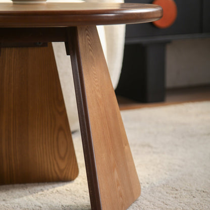 23.23' Round Side Table, Small Wood Coffee Table with Three Slanted Legs, Modern Minimalist Accent Table for Living Room, Bedroom and Balcony